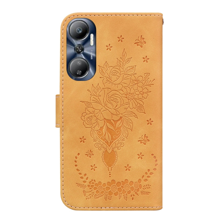 For Infinix Hot 20 Butterfly Rose Embossed Leather Phone Case