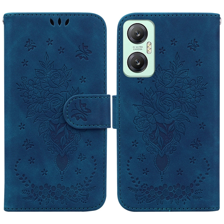For Infinix Hot 20 5G Butterfly Rose Embossed Leather Phone Case
