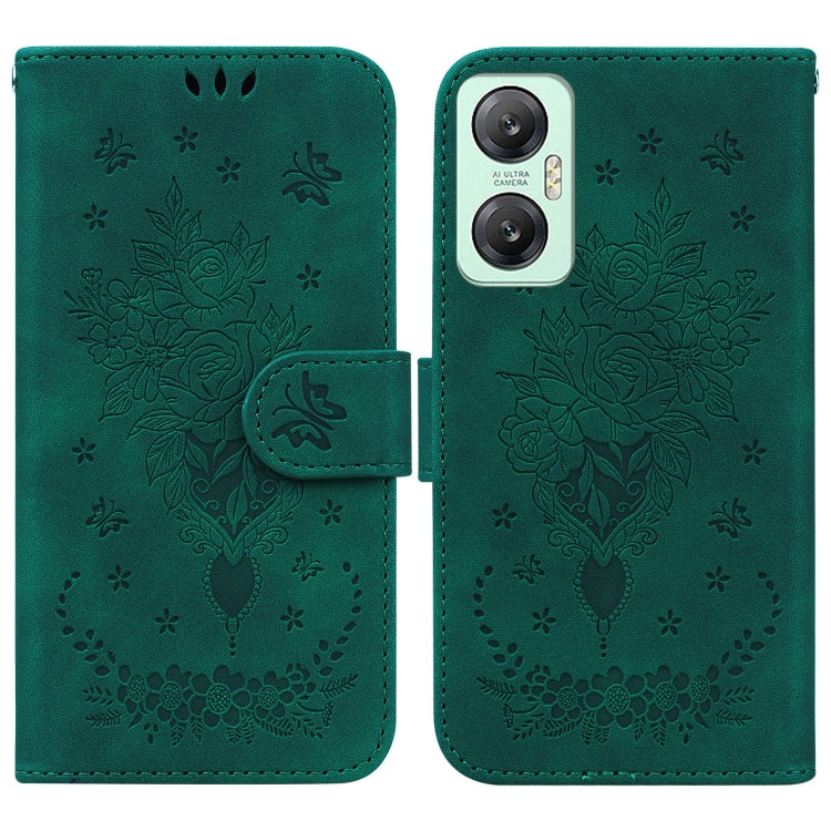 For Infinix Hot 20 5G Butterfly Rose Embossed Leather Phone Case