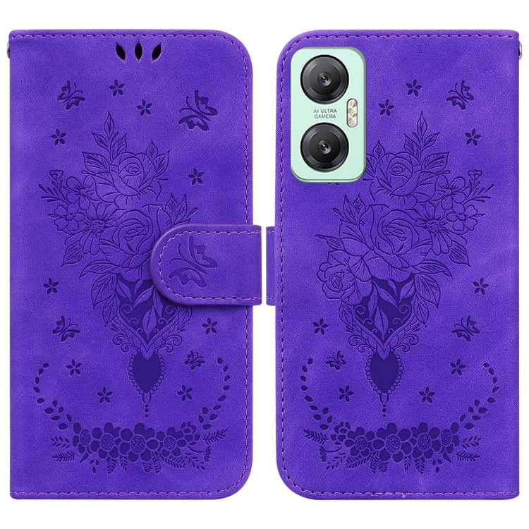 For Infinix Hot 20 5G Butterfly Rose Embossed Leather Phone Case