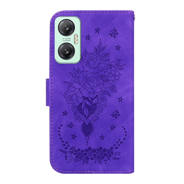 For Infinix Hot 20 5G Butterfly Rose Embossed Leather Phone Case
