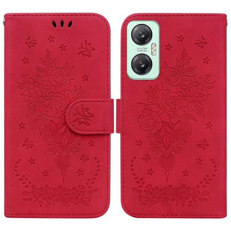 For Infinix Hot 20 5G Butterfly Rose Embossed Leather Phone Case
