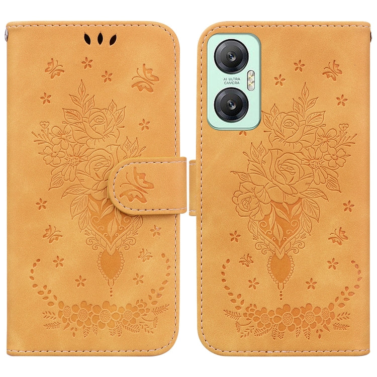 For Infinix Hot 20 5G Butterfly Rose Embossed Leather Phone Case