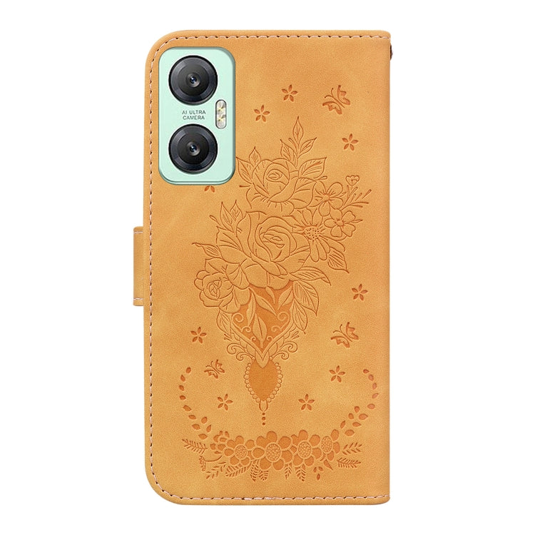For Infinix Hot 20 5G Butterfly Rose Embossed Leather Phone Case