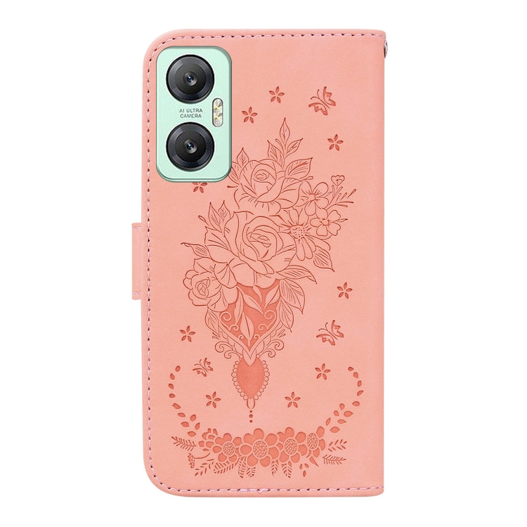 For Infinix Hot 20 5G Butterfly Rose Embossed Leather Phone Case