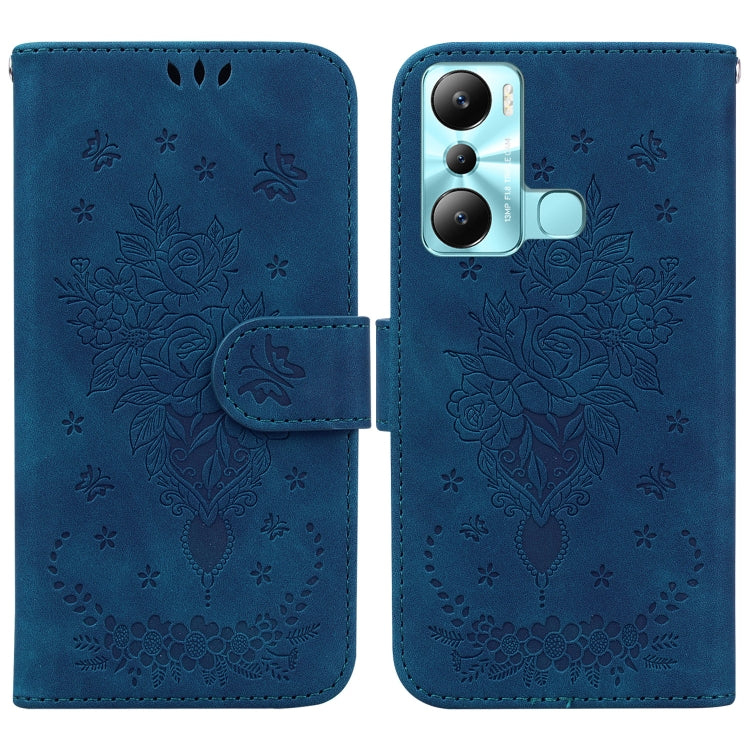 For Infinix Hot 20i Butterfly Rose Embossed Leather Phone Case