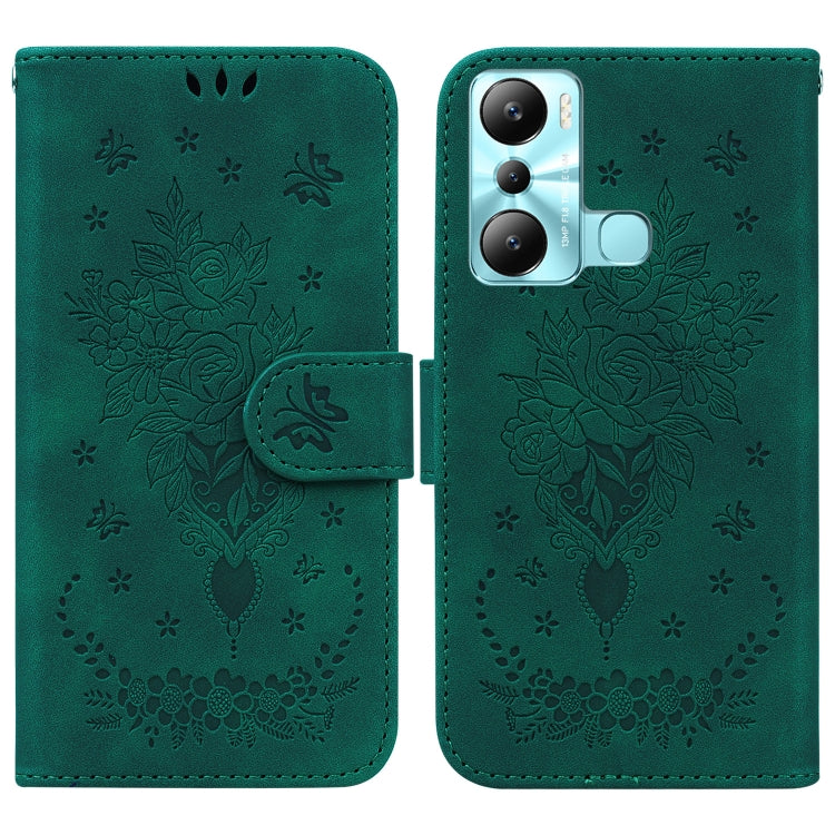 For Infinix Hot 20i Butterfly Rose Embossed Leather Phone Case
