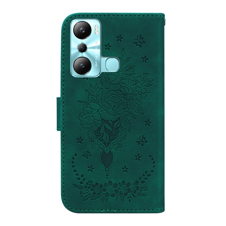 For Infinix Hot 20i Butterfly Rose Embossed Leather Phone Case
