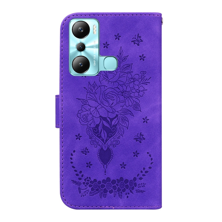 For Infinix Hot 20i Butterfly Rose Embossed Leather Phone Case