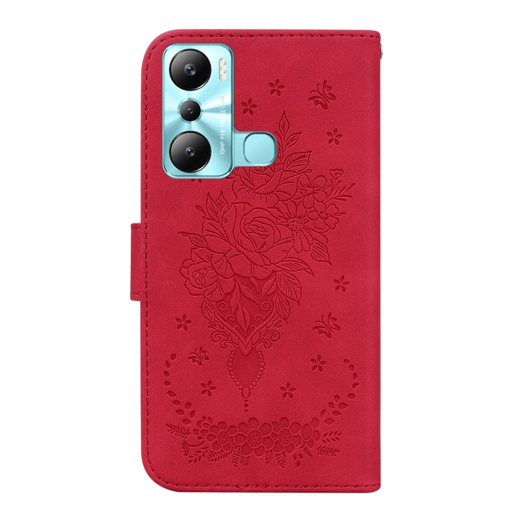 For Infinix Hot 20i Butterfly Rose Embossed Leather Phone Case