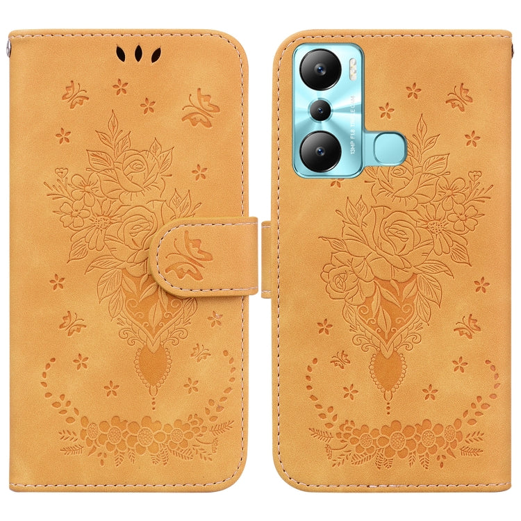 For Infinix Hot 20i Butterfly Rose Embossed Leather Phone Case