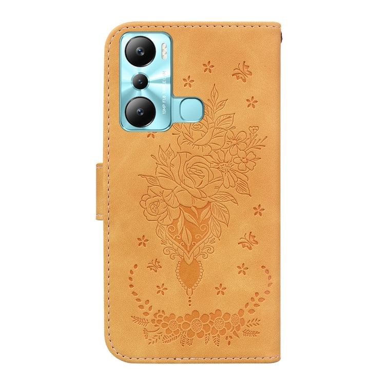 For Infinix Hot 20i Butterfly Rose Embossed Leather Phone Case