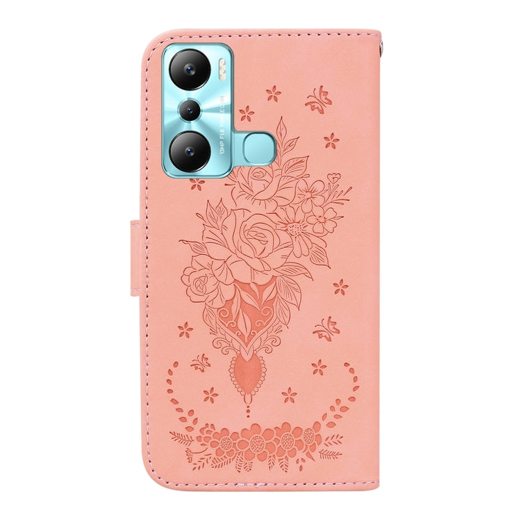 For Infinix Hot 20i Butterfly Rose Embossed Leather Phone Case