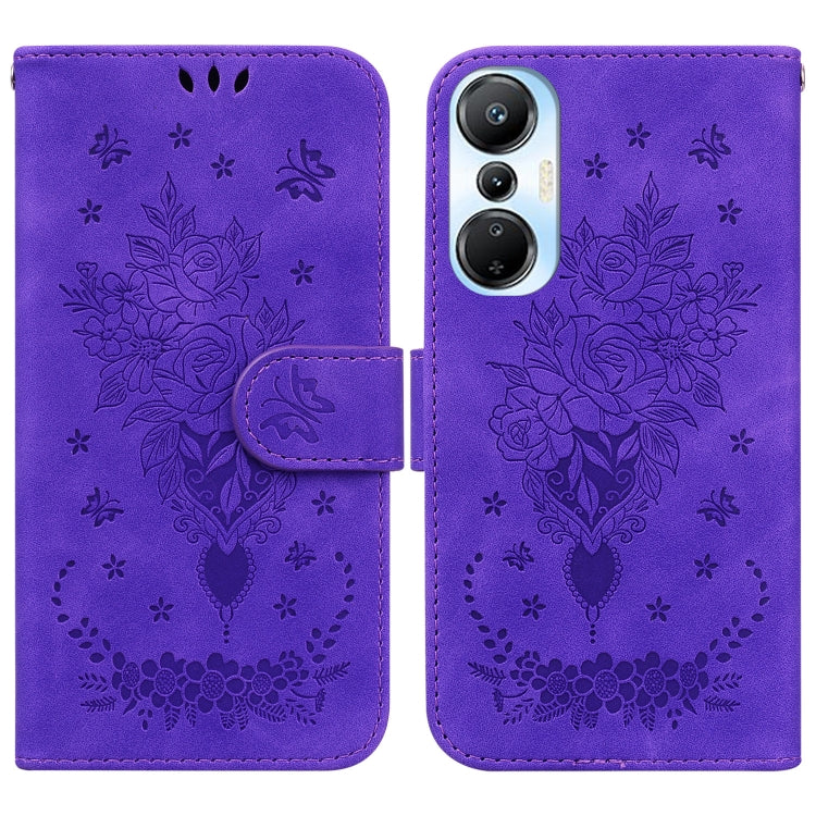 For Infinix Hot 20s Butterfly Rose Embossed Leather Phone Case