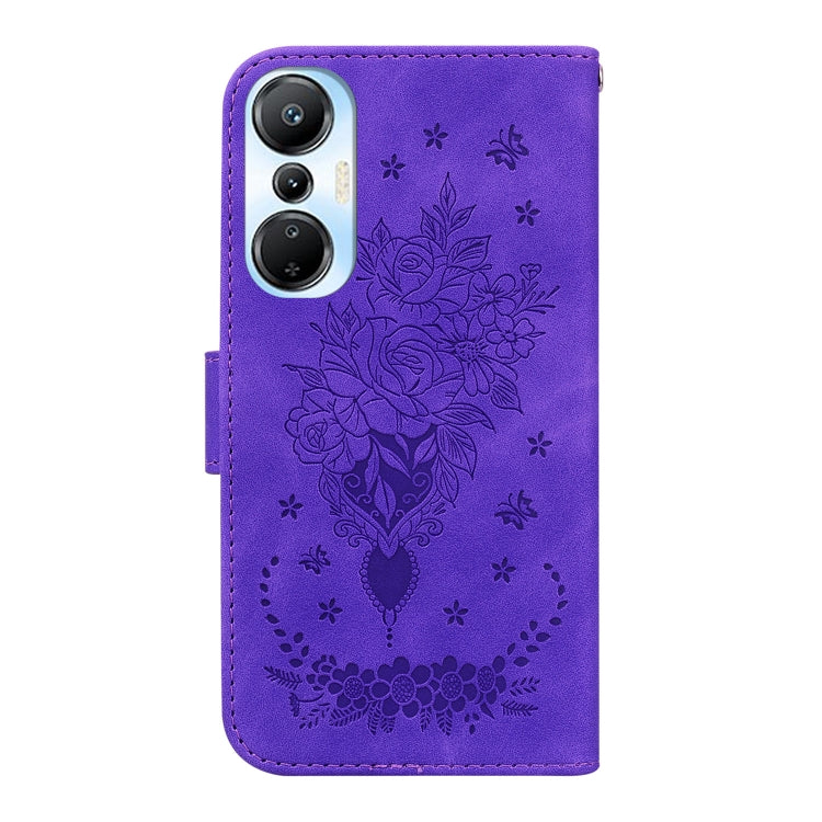 For Infinix Hot 20s Butterfly Rose Embossed Leather Phone Case