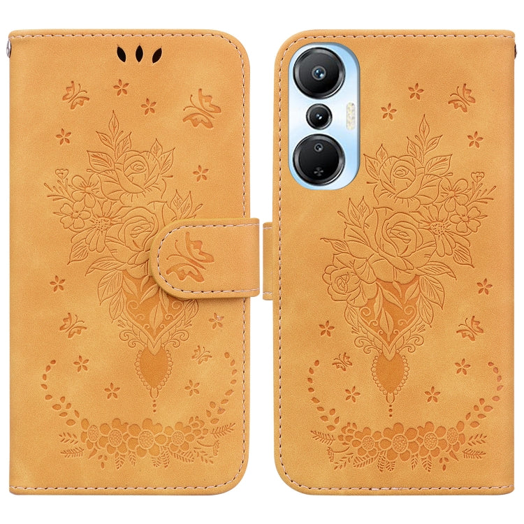 For Infinix Hot 20s Butterfly Rose Embossed Leather Phone Case