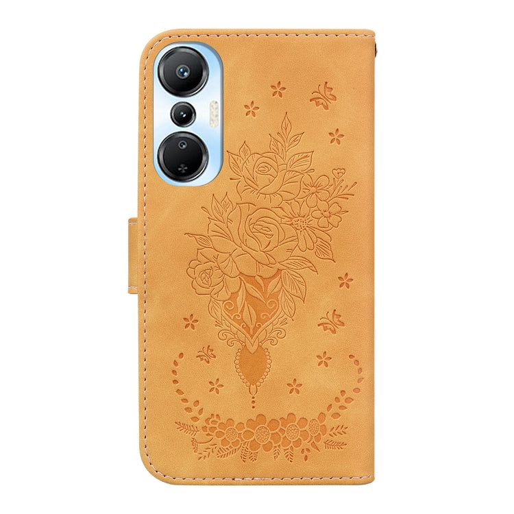 For Infinix Hot 20s Butterfly Rose Embossed Leather Phone Case