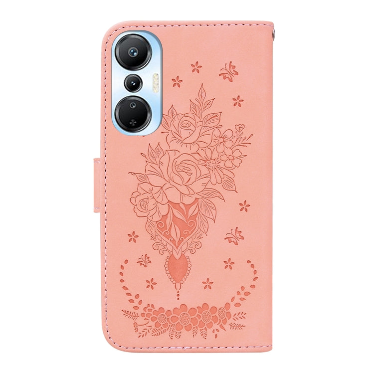 For Infinix Hot 20s Butterfly Rose Embossed Leather Phone Case