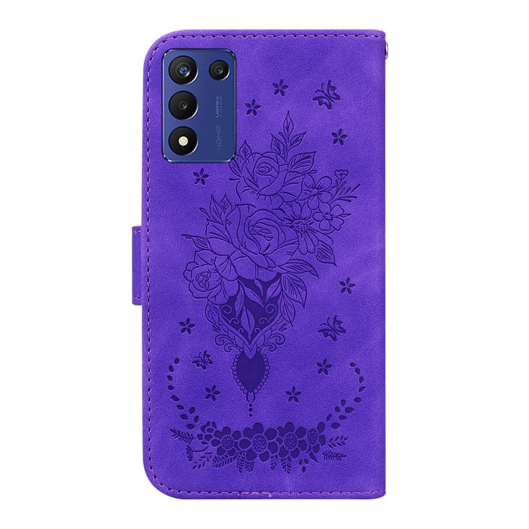For Realme Q3S / Q3T / 9 SE / 9 5G Speed Butterfly Rose Embossed Leather Phone Case