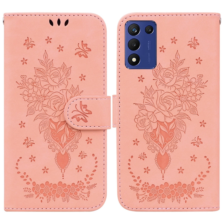 For Realme Q3S / Q3T / 9 SE / 9 5G Speed Butterfly Rose Embossed Leather Phone Case
