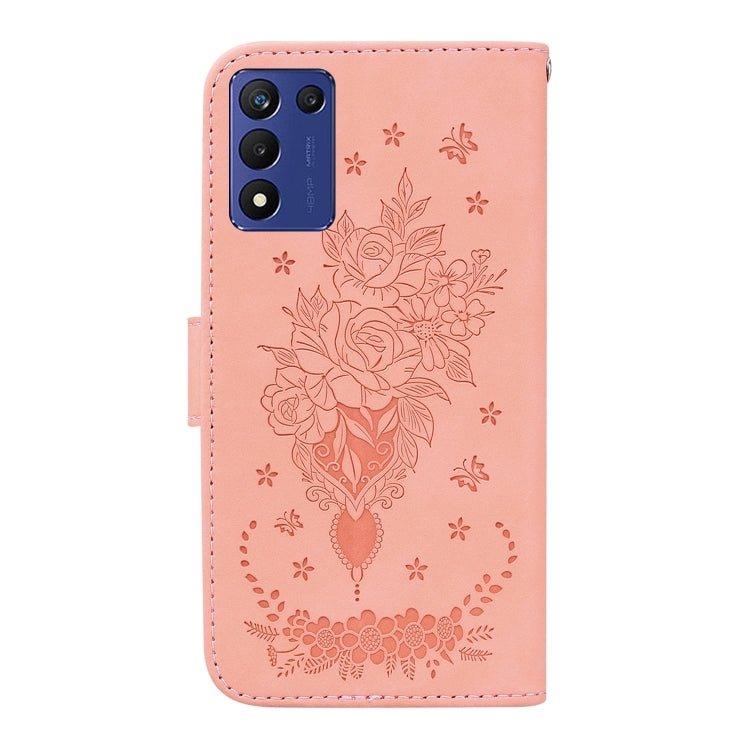For Realme Q3S / Q3T / 9 SE / 9 5G Speed Butterfly Rose Embossed Leather Phone Case