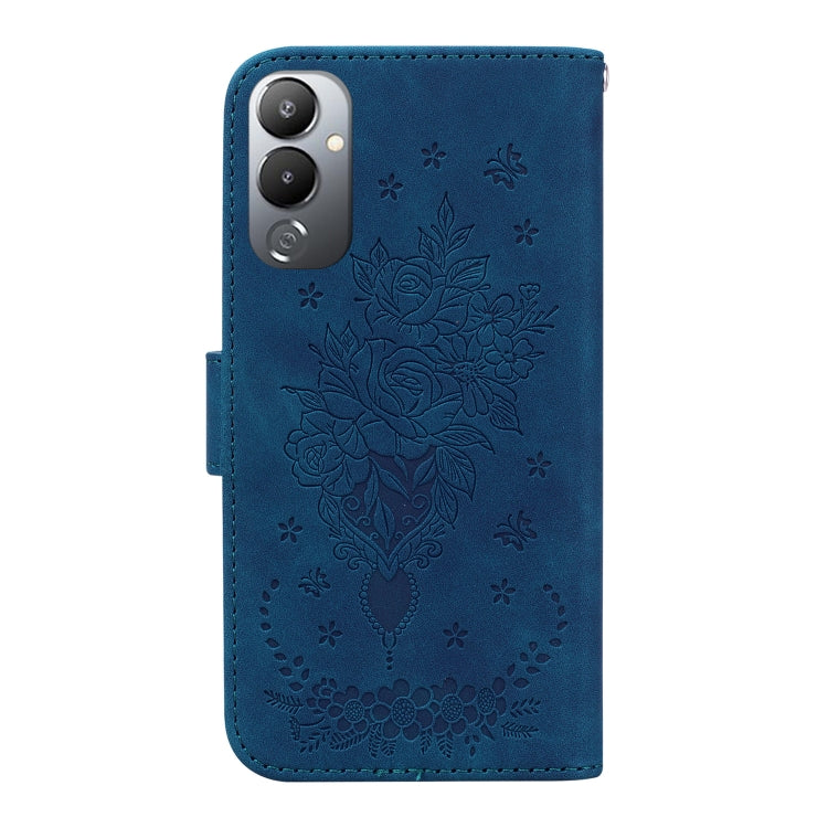 For Tecno Pova 4 Butterfly Rose Embossed Leather Phone Case