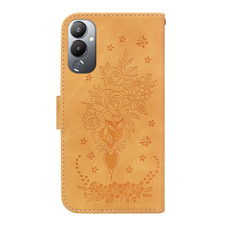 For Tecno Pova 4 Butterfly Rose Embossed Leather Phone Case