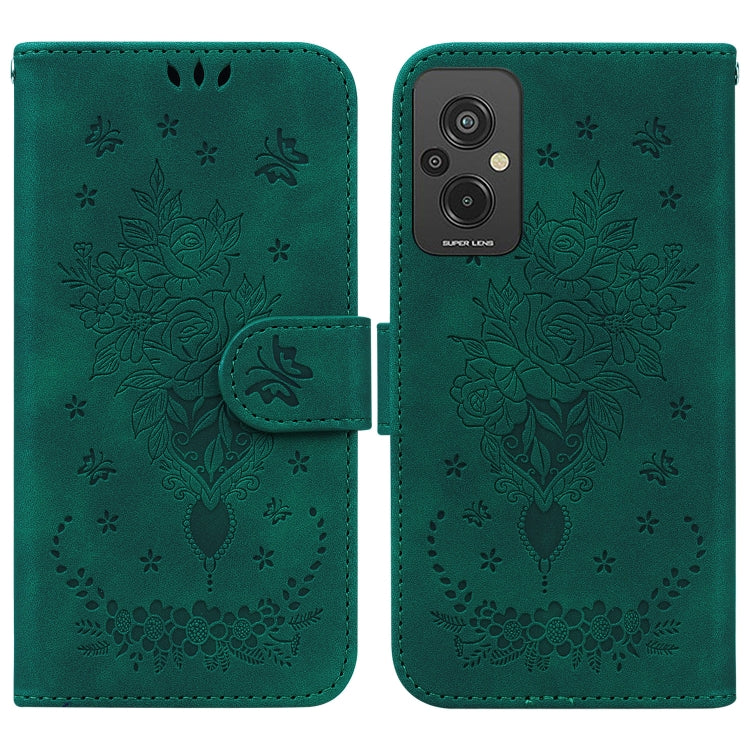For Xiaomi Redmi 11 Prime 4G Butterfly Rose Embossed Leather Phone Case