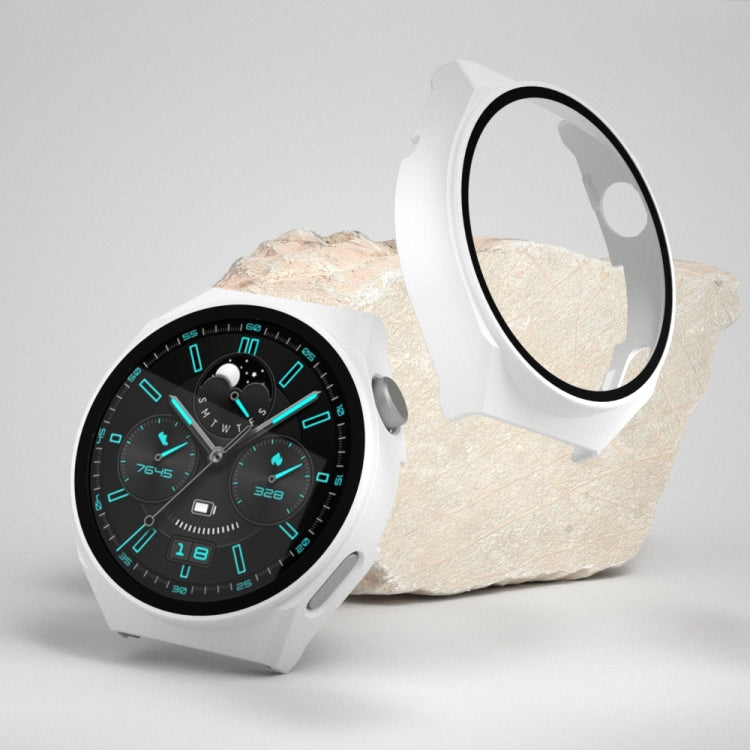 For Huawei GT3 Pro 46mm 2 in 1 PC Frame + Tempered Glass Film Watch Protective Case