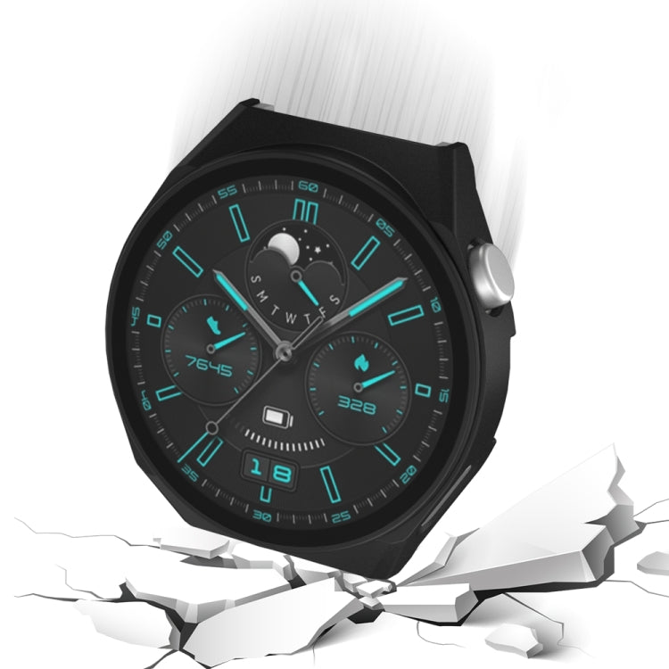 For Huawei GT3 Pro 46mm 2 in 1 PC Frame + Tempered Glass Film Watch Protective Case