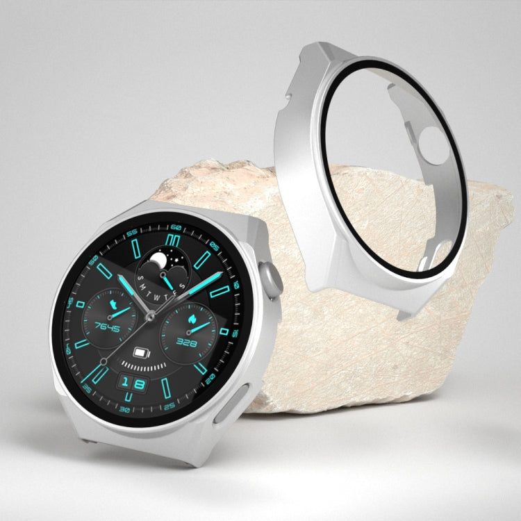 For Huawei GT3 Pro 46mm 2 in 1 PC Frame + Tempered Glass Film Watch Protective Case