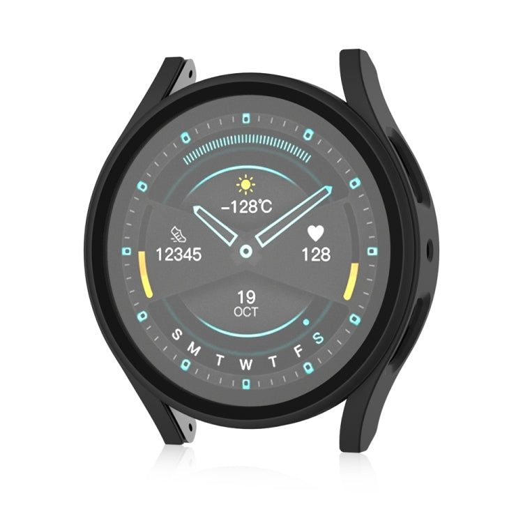 For Samsung Galaxy Watch 5 44mm Frosted PC + Tempered Film Integrated Watch Protective Case  - Black