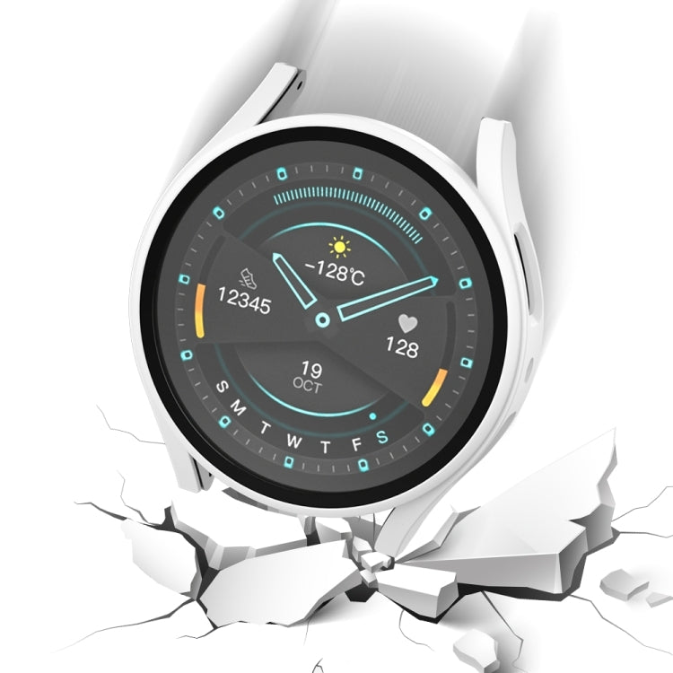 For Samsung Galaxy Watch 5 44mm Frosted PC + Tempered Film Integrated Watch Protective Case  - White