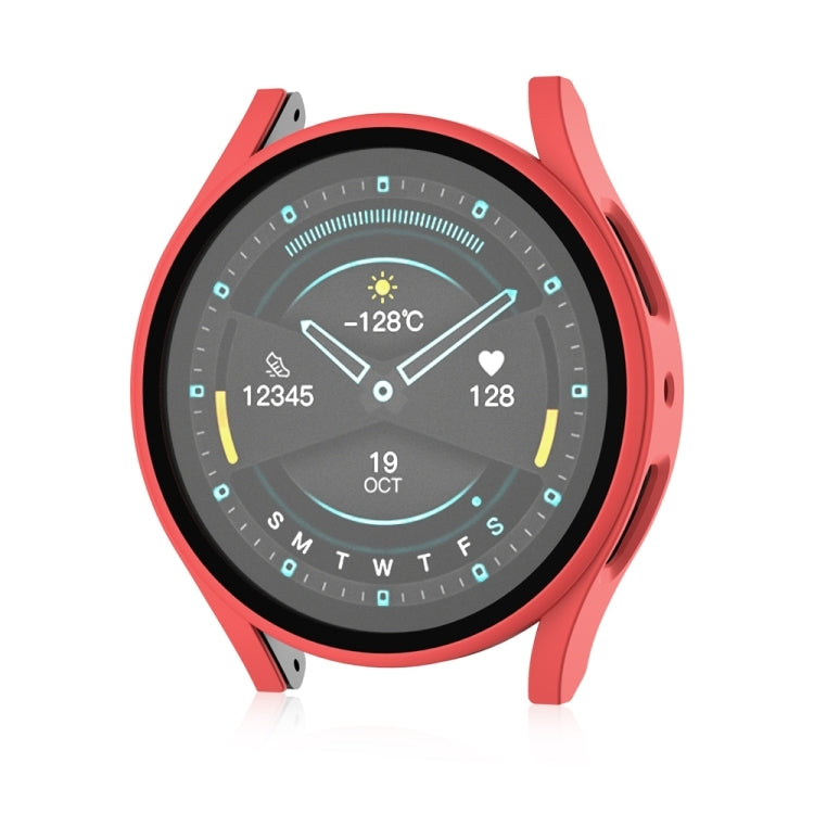 For Samsung Galaxy Watch 5 44mm Frosted PC + Tempered Film Integrated Watch Protective Case  - Red