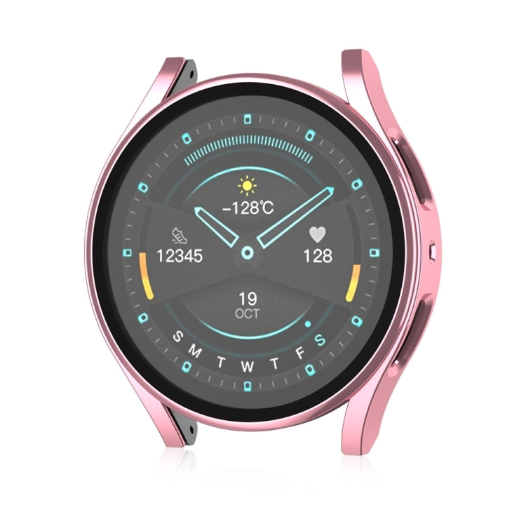 For Samsung Galaxy Watch 5 44mm Frosted PC + Tempered Film Integrated Watch Protective Case  - Rose Gold