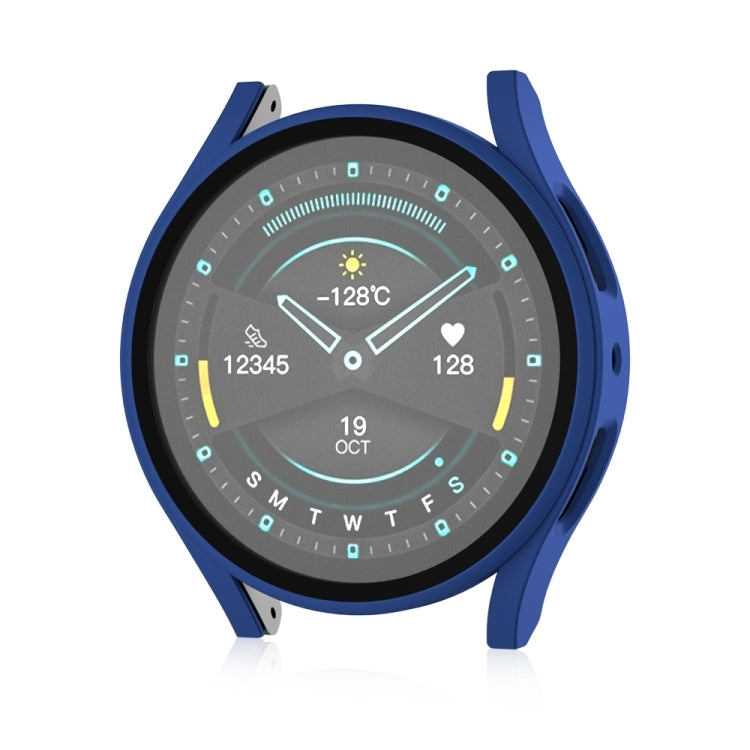For Samsung Galaxy Watch 5 44mm Frosted PC + Tempered Film Integrated Watch Protective Case  - Dark Blue