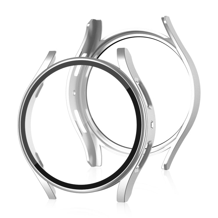 For Samsung Galaxy Watch 5 44mm Frosted PC + Tempered Film Integrated Watch Protective Case  - Silver