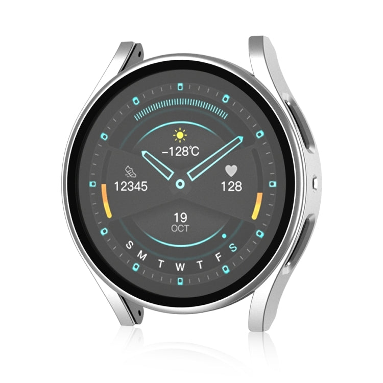 For Samsung Galaxy Watch 5 44mm Frosted PC + Tempered Film Integrated Watch Protective Case  - Silver