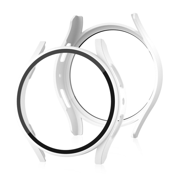 For Samsung Galaxy Watch 5 Pro 45mm Frosted PC + Tempered Film Integrated Watch Protective Case  - White