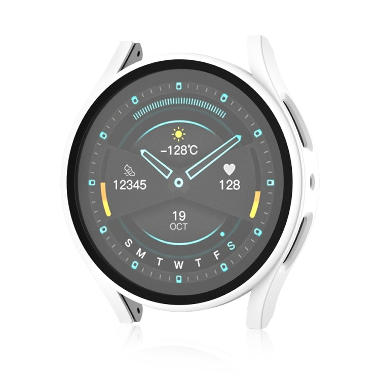 For Samsung Galaxy Watch 5 Pro 45mm Frosted PC + Tempered Film Integrated Watch Protective Case  - White