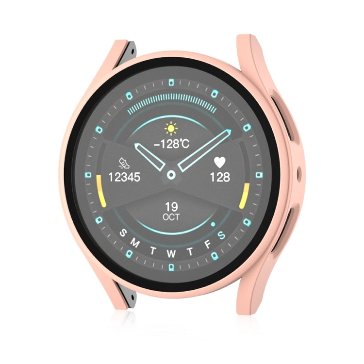 For Samsung Galaxy Watch 5 Pro 45mm Frosted PC + Tempered Film Integrated Watch Protective Case  - Pink