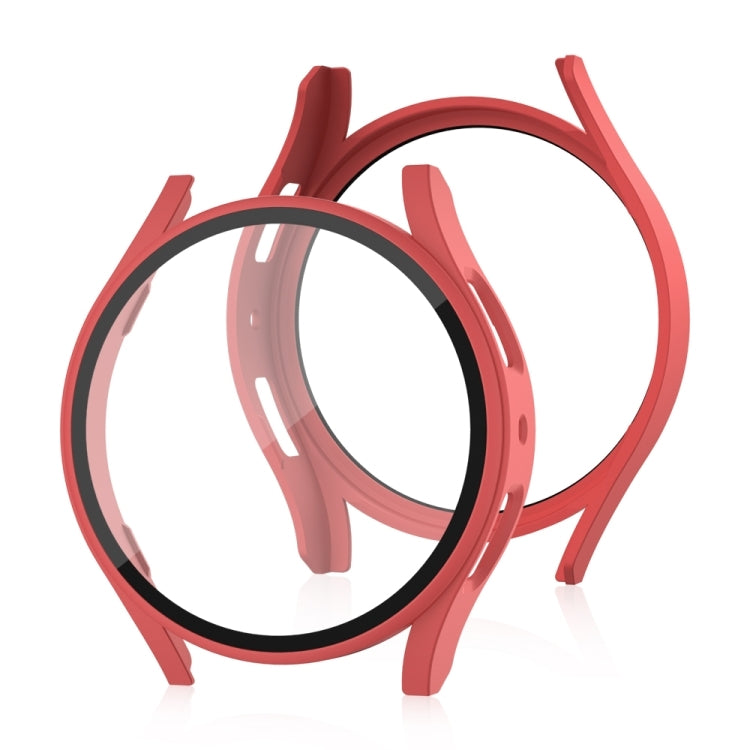 For Samsung Galaxy Watch 5 Pro 45mm Frosted PC + Tempered Film Integrated Watch Protective Case  - Red