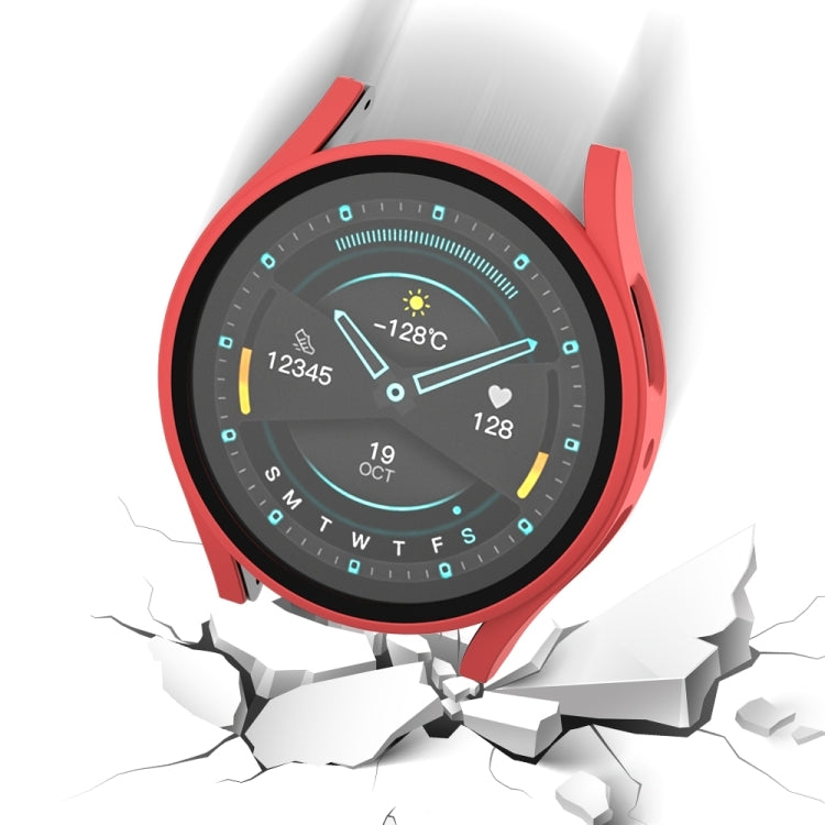 For Samsung Galaxy Watch 5 Pro 45mm Frosted PC + Tempered Film Integrated Watch Protective Case  - Red