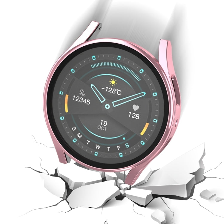 For Samsung Galaxy Watch 5 Pro 45mm Frosted PC + Tempered Film Integrated Watch Protective Case  - Rose Gold