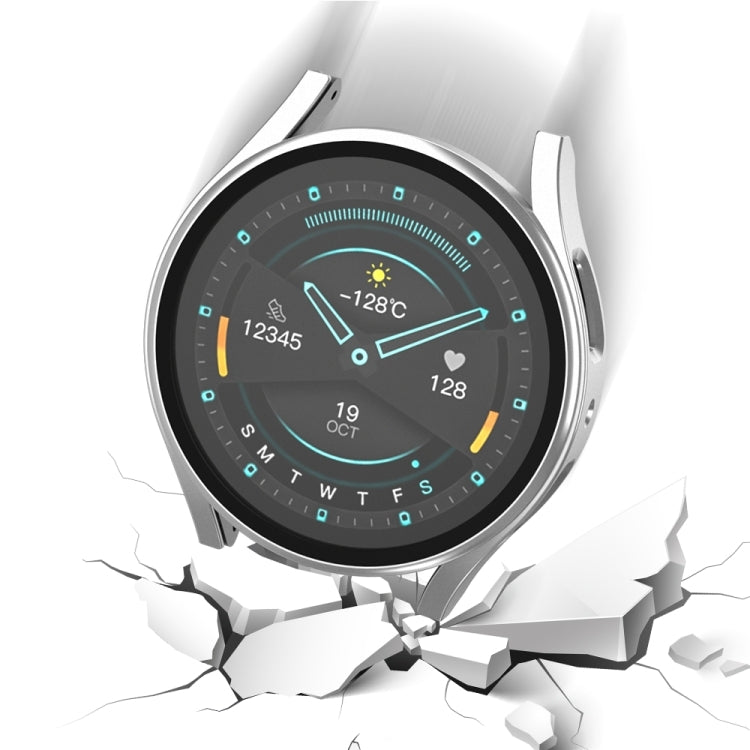 For Samsung Galaxy Watch 5 Pro 45mm Frosted PC + Tempered Film Integrated Watch Protective Case  - Silver