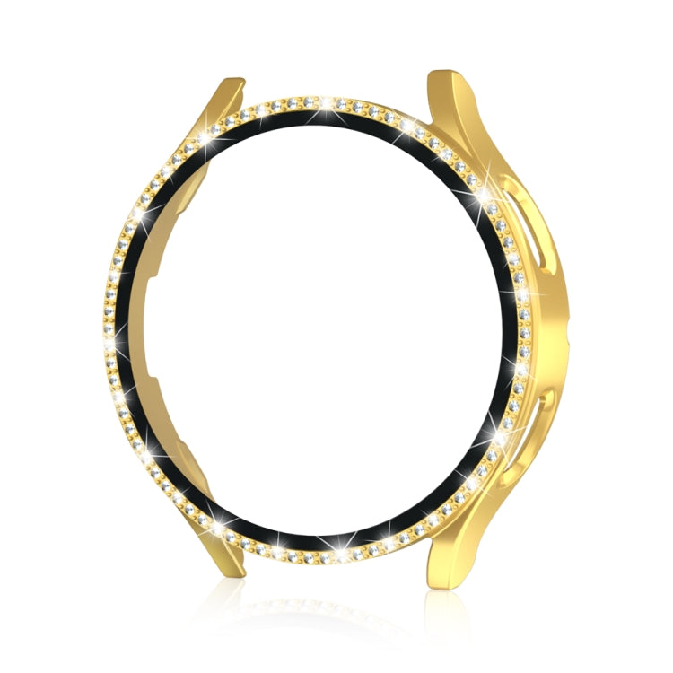 For Samsung Galaxy Watch4 40mm Single Row Diamond Electroplated PC+Tempered Film Watch Case
