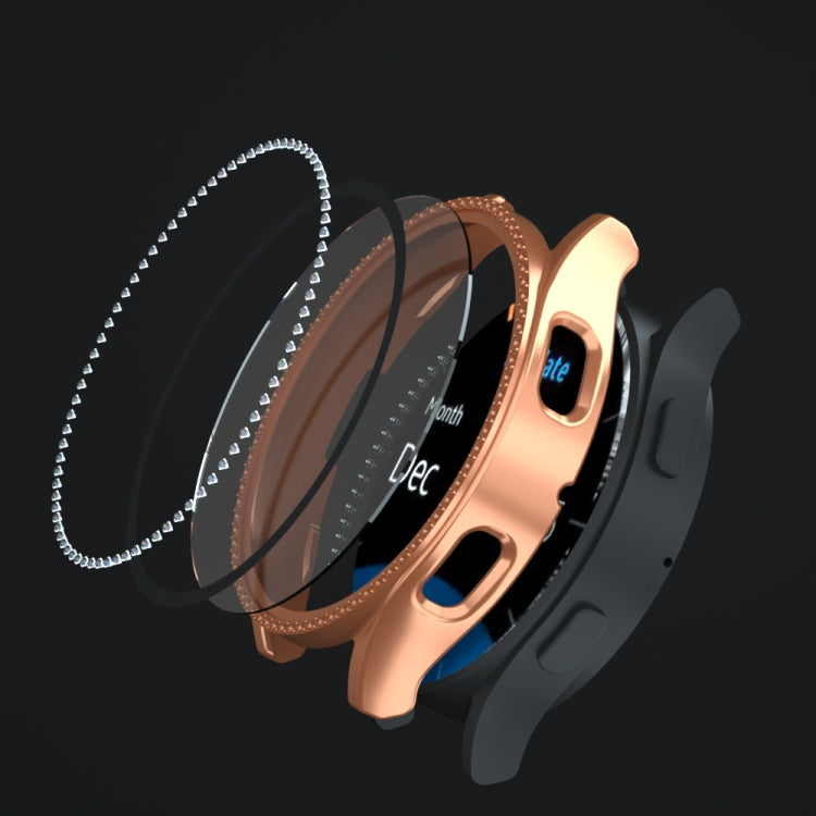 For Samsung Galaxy Watch4 40mm Single Row Diamond Electroplated PC+Tempered Film Watch Case