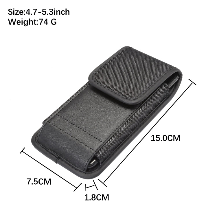 For 4.7-5.3 inch Universal Nylon Cloth Mobile Phone Waist Bag with Card Slot(Black)