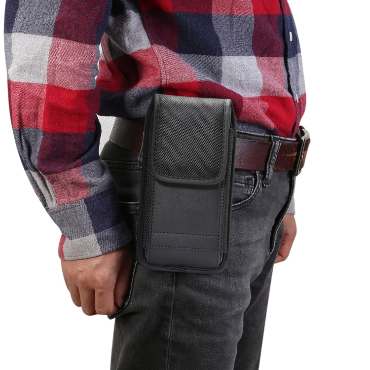 For 6.1 inch Universal Nylon Cloth Mobile Phone Waist Bag with Card Slot(Black)