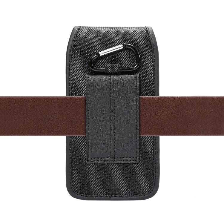For 6.4-6.9 inch Universal Nylon Cloth Mobile Phone Waist Bag with Card Slot(Black)